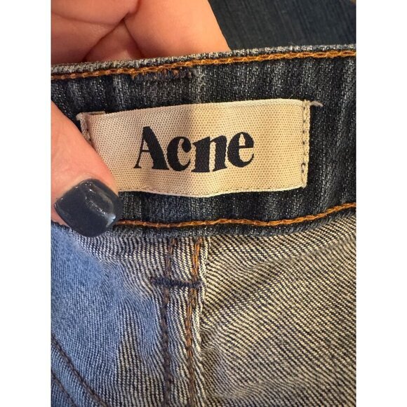 Acne Studios Jeans Women 28 Blue Indigo Medium Wash Denim Hex DC Slim Straight - Picture 9 of 13